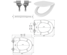 Klozeto sėdynė METALPLAST - KALISZ AQ.399-1311 AQUAFORM Soller Fully Sealed Klozeto sėdynė balta lėtai nusileidžianti, skirta kabinamajam ir kompaktiniam unitazui