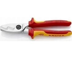 KNIPEX kabelių žirklės su dviguba pjovimo briauna 200 mm, VDE, savitarnos ekrano paketas