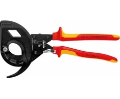 Knipex VDE kabelių žirklės su terkšle ir 2 komponentų rankena, 320 mm, KNIPEX
