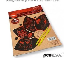 Penword A4 holograminis draskytuvas, 10 lapų, raudonas