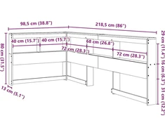knygų spinta L formos 80 cm pušies medienos masyvas
