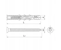 Koelner/Rawlplug Nailoninis kaištis su varžtu RawlPlug R-FF1-N-08L160; 7,8x160 mm; 5,8x167 mm; T30; 50 vnt.