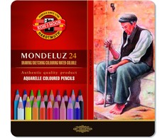 Mondeluz akvarelės pieštukai Koh-i-Noor 3724 24 spalvų metalinė pakuotė