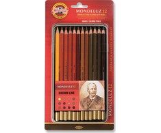Pieštukai akvareliniai Koh-I-Noor menininkams 12 vnt., rudų atspalvių