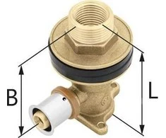 Žalvarinė sieninė alkūnė su ausimis sausai konstrukcijai GZ/GW ultraPRESS - 16 Rp1/2 L = 78 mmKAN-THERM