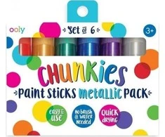 Kolorowe Baloniki Spalvoti balionai Dažai kreidelėmis Chunkies Paint Sticks Metallic 6vnt