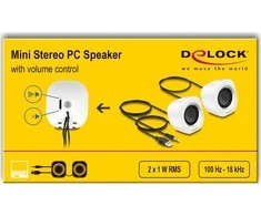 Kompiuterio kolonėlės Delock Mini Stereo PC kolonėlė mit 3,5 mm Klinkenstecker und USB Stromversorgung wei