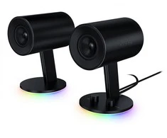Kompiuterio kolonėlės Razer 2.0 kompiuterinės garsiakalbės su AUX ir USB, 3 colių stiklo pluošto garsiakalbiai, RGB apšvietimas, Nommo Chroma