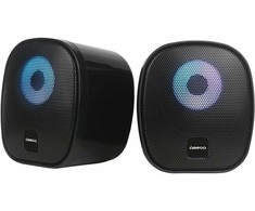Kompiuterio kolonėlės Oem OMEGA KOLONĖLĖS GŁOŚNIKI 2.0 6W RMS RGB USB 3.5 mm Audio Juodos Apvalios [46148]