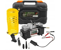 kompresorius automobilinis Rockforce kompresorius automobilinis, kompresorius dwutłokowy (65l/min, 3 antgaliai, LED) 12V su lagaminu