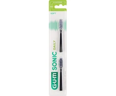 "Gum Sonic Daily Refills" juodos spalvos dantų šepetėlio galvutės 2vnt