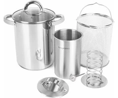 Konighoffer Kumpio virimo aparato rinkinys su puodu ir termometru naminiams mėsos gaminiams, nerūdijančio plieno virtuvės komplektas, 4 l puodas ir 1.5 l kumpio virimo indas, mėsos gaminimo įranga