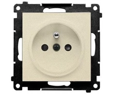 Kontakt Simon TGZ1CZ.01/144 Simon 55 Viengubas lizdas su įžeminimu ir sklendėmis (modulis) 16 A 250 V, greitos jungtys Šampano spalvos matinė TGZ1CZ.01/144