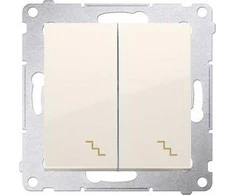 Kontakt-Simon Dvivietė jungtis su LED pašvietimu 10AX 250V kremo varžtai (DW6 / 2L.01 / 41)