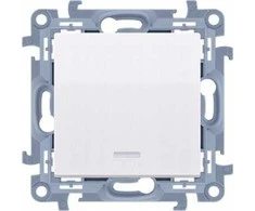 Kontakt-Simon Universalus laiptų jungiklis Kontakt-Simon Simon 10 CW6L.01/X/11 Universalus laiptų jungiklis be piktogramos su LED foninio apšvietimo moduliu 10AX 250V~ sraigtiniai gnybtai balti