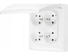 Kontakt Simon Contact-Simon Simon Aquaclick Socket IP44, 4 kartus su įžeminimu, atvartas baltas ACGZ4/11