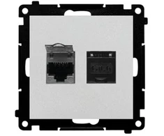 Kontakt Simon T62.01/143 Simon 55 Dviguba kompiuterio jungtis RJ45 6 kategorija, su apsauga nuo dulkių (modulis) Matinio aliuminio T62.01/143