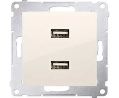 Kontakt-Simon įkroviklis 2xUSB 2.1A 5V / DC kremas (DC2USB.01 / 41)