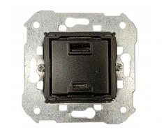 „Kontakt-Simon“ įkroviklis, dvigubas USB įkroviklis, A+C tipo, „Kontakt-Simon Simon 82 7511296-039“ (modulis), 230 V AC / 5 V DC ?3,1 A greitas įkrovimas, 3,1 A, 230 V, IP20, juodas