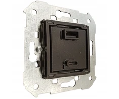 „Kontakt-Simon“ įkroviklis, dvigubas USB įkroviklis, A+C tipo, „Kontakt-Simon Simon 82 7511296-039“ (modulis), 230 V AC / 5 V DC ?3,1 A greitas įkrovimas, 3,1 A, 230 V, IP20, juodas
