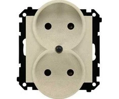 Kontakt-Simon Kontakt-Simon 55 TG2MCZ.01/144 kištukinis lizdas, dvigubas, neįžemintas, su langinėmis, modulis 16 A, 250V~, greitos jungtys, šampano matinis