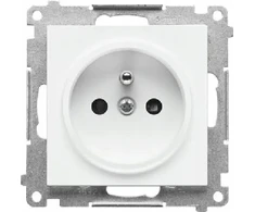 Kontakt-Simon Kontakt-Simon 55 TGZ1CZ.01/111 vieno kištuko lizdas su įžeminimu ir sklendėmis, modulis 16 A, 250V~, greitos jungtys, matinė balta