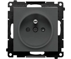 Kontakt-Simon Kontakt-Simon 55 TGZ1CZ.01/116 vieno kištuko lizdas su įžeminimu ir sklendėmis, modulis 16 A, 250V~, greitos jungtys, grafito matinis