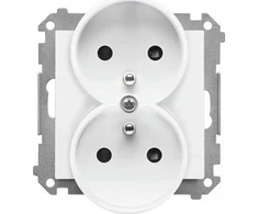 Kontakt-Simon Kontakt-Simon 55 TGZ2MCZ.01/111 kištukinis lizdas, dvigubas, įžemintas, su langinėmis, modulis 16 A, 250V~, greitos jungtys, matinė balta