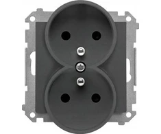 Kontakt-Simon Kontakt-Simon 55 TGZ2MCZ.01/116 kištukinis lizdas, dvigubas, įžemintas, su langinėmis, modulis 16 A, 250V~, greitos jungtys, grafito matinis