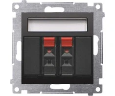 Kontakt-Simon Kontakt Simon 54 DGL32.01/49 dvigubo garsiakalbio lizdas su ženklinimo lauku, moduliu, įvesties ir išvesties kabelio skerspjūvis 2,5 mm2, juodas