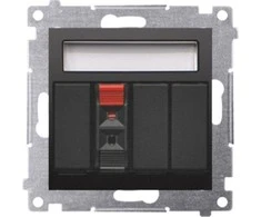 Kontakt-Simon Kontakt Simon 54 DGL31.01/49 vieno garsiakalbio lizdas su ženklinimo lauku, moduliu, įvesties ir išvesties kabelio skerspjūvis 2,5 mm2, juodas