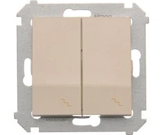 Kontakt-Simon Dvivietė jungtis su LED pašvietimu 10AX 250V kremo varžtai (DW6 / 2L.01 / 41)