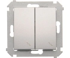 Kontakt-Simon Dvivietis laiptų sujungimas su LED pašvietimu 10AX 250V sraigtiniai terminalai sidabro metalizuotas kilimėlis (DW6 / 2L.01 / 43)