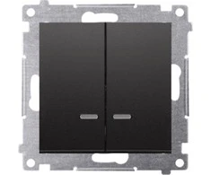 Kontakt-Simon Simon 54 Žvakidė jungtis su LED pagrindu ir IP44 versija (Modulis) 10AX 250V fast- plugs juodas kilimėlis su DU1W DW5BL.01 / 49 įdėklu