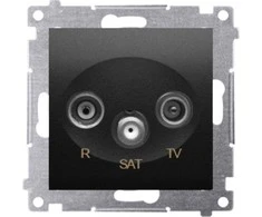 Kontakt-Simon Simon 54 R-TV-SAT praėjimo antenos lizdas (modulis) matinė juoda DASP.01/49