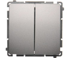 Kontakt-Simon Simon Basic dvigubos žvakidės jungiklis 10AX 250V sidabrinis matinis (BMW5L.01/43)