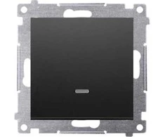 Kontakt-Simon Stebulės jungtis Kontakt-Simon Simon 54 DW6AL.01 / X / 49 vienspalvis paviršius su LED pašvietimu be piktogramos 16AX 250V varžtų terminalai juodi