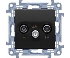 Kontakt-Simon Antenos lizdas Kontakt-Simon Simon 10 CASK.01/49 R-TV-SAT terminalas / terminalas praėjimo lizdo moduliui. 1x įvestis: 5MHz-2,4GHz matinė juoda
