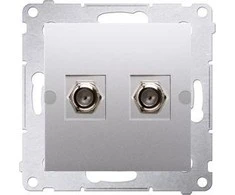 Kontakt Simon Simon 54 tipas F antenos lizdas dvigubas sidabro kilimėlis (DASF2.01 / 43)