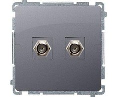Kontakt-Simon Simon Basic antenos lizdas F tipo dvigubas sidabrinis matinis (BMAF2.01/43)
