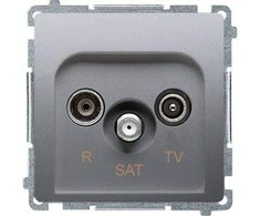 Kontakt-Simon Simon Basic R- TV- SAT antenos lizdas 10dB inox (BMZAR- SAT10 / P.01 / 21)