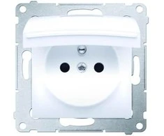 Kontakt-Simon Hermetic vieno lizdo lizdas SIMON54 be 16A IP44 su baltos spalvos sklende - DGZ1BUZ.01/11