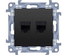 Kontakt-Simon Kompiuterio lizdas Kontakt-Simon Simon 10 C5T.01/49 RJ45 kategorija 5e + RJ11 telefono modulis, matinė juoda