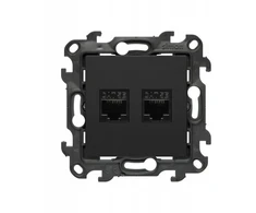 Kontakt-Simon Lizdas komputerowe podwójne RJ45 Simon 24 kategoria 5e (moduł) IP20/IP44 juoda mat (N52.01/49)