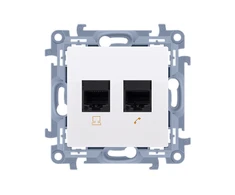 Kontakt-Simon 6 kategorijos baltos (C62E.01 / 11) kompiuterio lizdai su dviem ekranais RJ45 (C62E.01 / 11)
