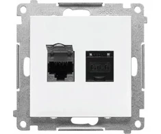 Kontakt-Simon Lizdas Kompiuteris RJ45 Kontakt-Simon 55 T62.01/111 dviguba 6 kategorija, su dulkių dangtelis balta mat modulis