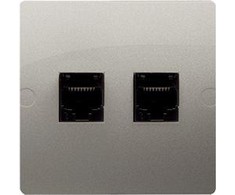 Kontakt-Simon Simon Basic kompiuterio lizdas dvigubai RJ45 katė. 5E satinas (BMF52.02 / 29)