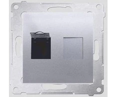 Kontakt-Simon SIMON54 kompiuterių lizdai RJ45 cat6 su sidabro diafragma - D61.01 / 43