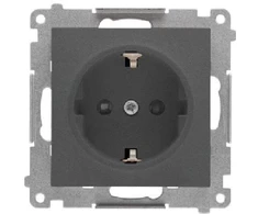 Kontakt Simon TGSZ1CZ.01/116 Simon 55 Lizdas Schuko su przesłonami (moduł) 16 A, 250 V~, szybkozłącza Grafitowy mat TGSZ1CZ.01/116