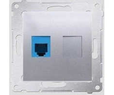 Kontakt-Simon SIMON54 skambinimo lizdas su vienu RJ12 sidabro - DT1.01 / 43